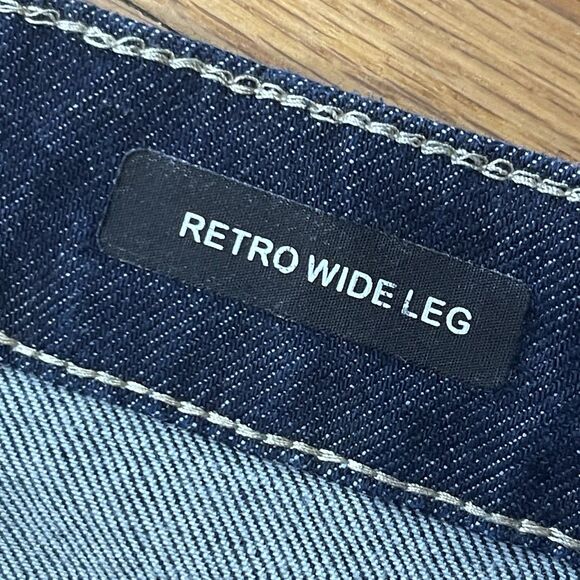 JUDY BLUE Retro Wide Leg Denim Jeans Size 14W Dark Wash Blue Modern Chic Casual - Picture 7 of 11